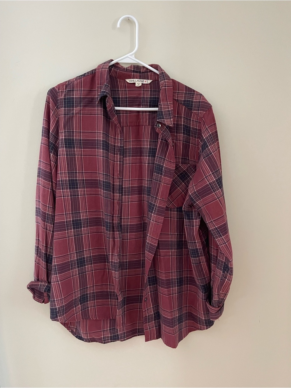 Vanilla Star Burgundy Plaid Button-Down Shirt